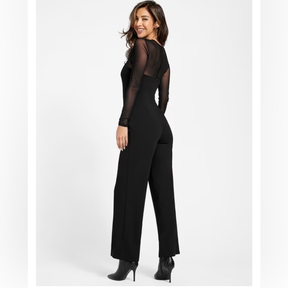 Guess Black Mesh Sleeve Jumpsuit - Picture 1 of 9